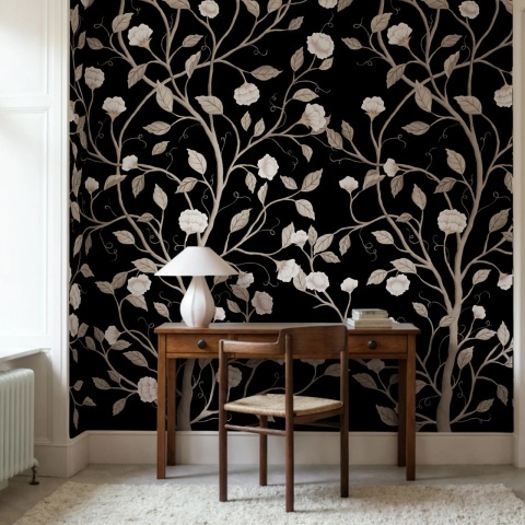 Fototapet, Silent Bloom, Black, Rebel Walls