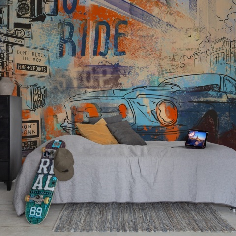 Fototapet, Street Race, Blue, Rebel Walls - Img 3