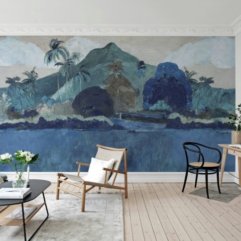 Fototapet, Tahitian Landscape, Blue, Rebel Walls