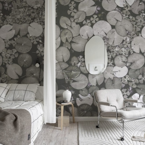 Fototapet, Water Lilies, Black & White, Rebel Walls