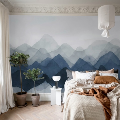 Fototapet, Watercolor Mountain, Blue, Rebel Walls - Img 3