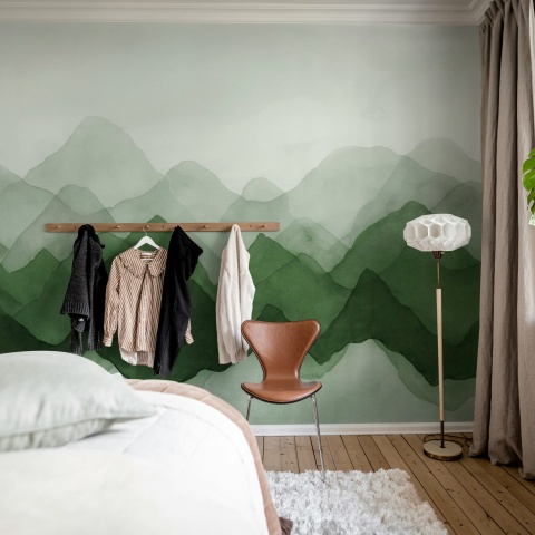 Fototapet, Watercolor Mountain, Green, Rebel Walls - Img 3