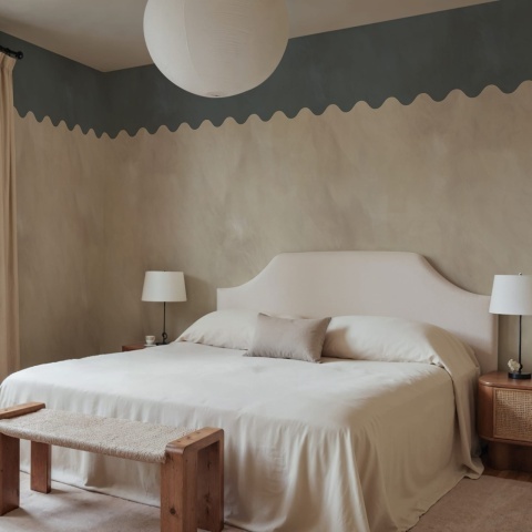 Fototapet, Wave Border, Misty Blue, Rebel Walls