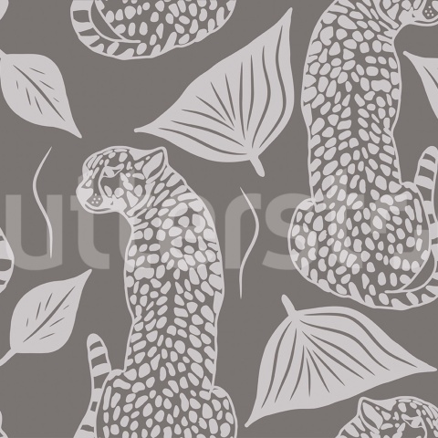 Fototapet, Whimsy Leopard, Gray, Rebel Walls - Img 2