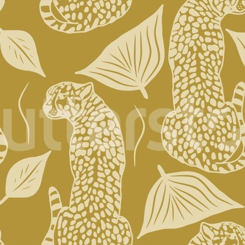 Fototapet, Whimsy Leopard, Yellow, Rebel Walls - Img 2