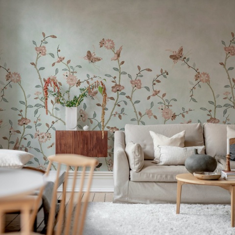 Fototapet, Whispering Petals, Light Blue, Rebel Walls
