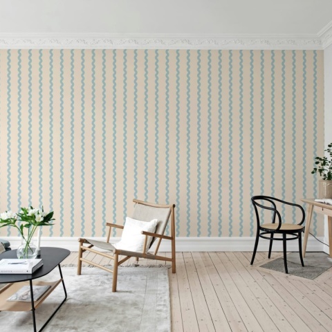 Fototapet, Wobbly Stripe, Light Blue, Rebel Walls