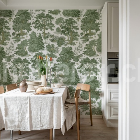 Fototapet, Woodland Toile, Green, Rebel Walls