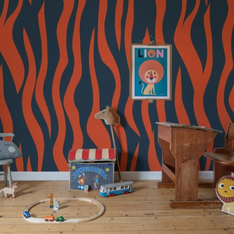 Fototapet, Zebra Lines, Blue & Red, Rebel Walls
