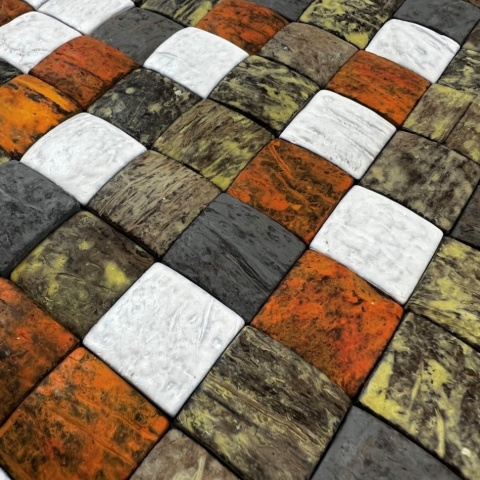 Panou decorativ 3D, Coconut, Honai Mosaic Orange&amp;Green, 6 placi 42x42cm, 1.05 mp - Img 4