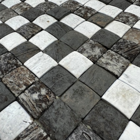 Panou decorativ 3D, Coconut, Honai Mosaic White&amp;Grey, 6 placi 42x42cm, 1.05 mp - Img 2