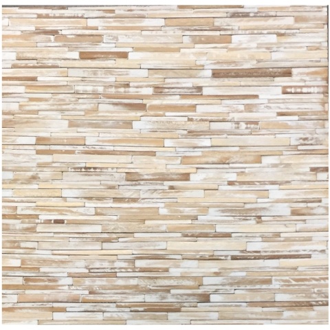 Panou decorativ 3D, Tec, Besar White Wash, 6 placi 42x42cm, 1.05 mp - Img 4