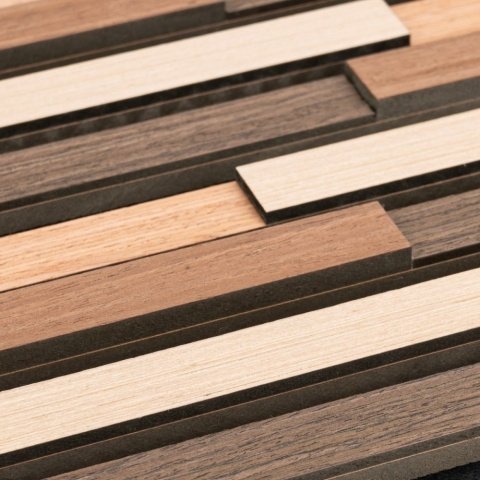 Panou riflaj acustic decorativ, MDF si pasla, AC25, 80x30x1.8cm, Multicolor - Img 3