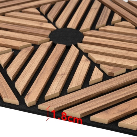 Panou riflaj acustic decorativ, MDF si pasla, AC40, 60x60x1.8cm, Stejar inchis - Img 3