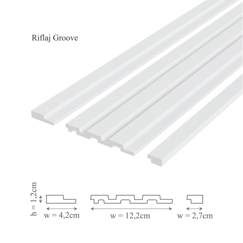 Panou riflaj decorativ 3D, Groove/Moon - 12.2x1.2x270 cm, Manavi - Img 4