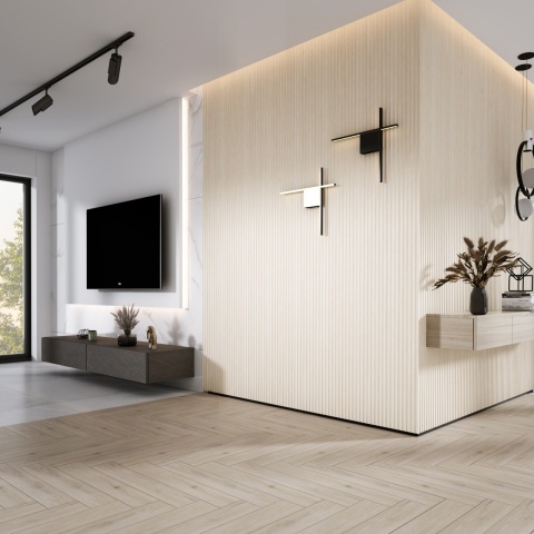 Panou riflaj decorativ 3D Onda, Stejar Alb, 11.2x1.3x270 cm - Img 2