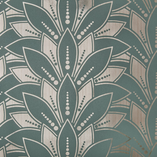 Tapet Astoria, Neo Mint Green and Gold Luxury Foil, 1838 Wallcoverings, 5.3mp / rola - Img 2