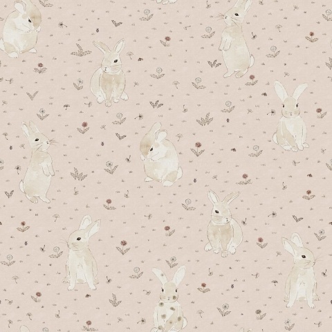 Tapet Bunny Field, Pink, Rebel Walls - Img 2