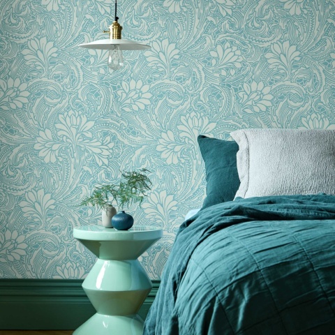 Tapet, Eden, Soft Teal, 1838 Wallcoverings, 5.3mp / rola
