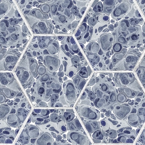 Tapet Marbled Hexagon Tiles, Dark Blue, Rebel Walls, 5 mp / rola - Img 2