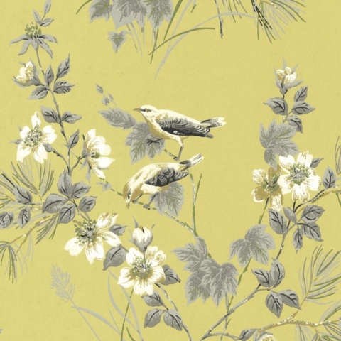 Tapet, Rosemore, Yellow Luxury Bird, 1838 Wallcoverings, 5.3mp / rola - Img 2