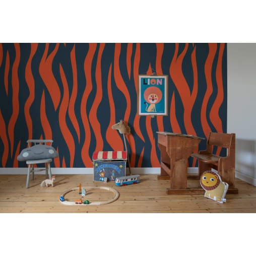 Tapet Zebra Lines, Blue & Red, Rebel Walls