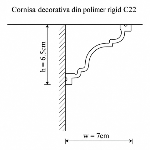 Cornisa polimer rigid, Manavi, C22 - 6.5x7x200 cm - Img 2