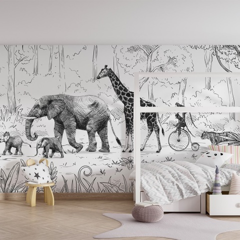 Fototapet Animal Parade - Black and White, Kikki Belle - Img 3