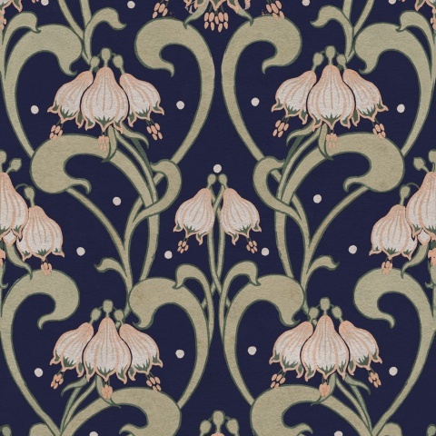 Fototapet, Art Nouveau Flower, Blue, Rebel Walls - Img 2