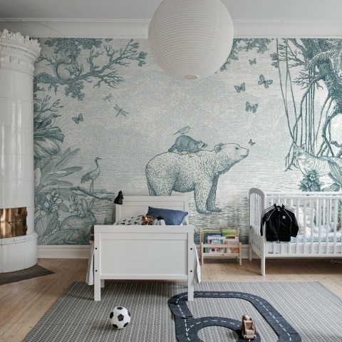 Fototapet, Bear Friend, Blue, Rebel Walls