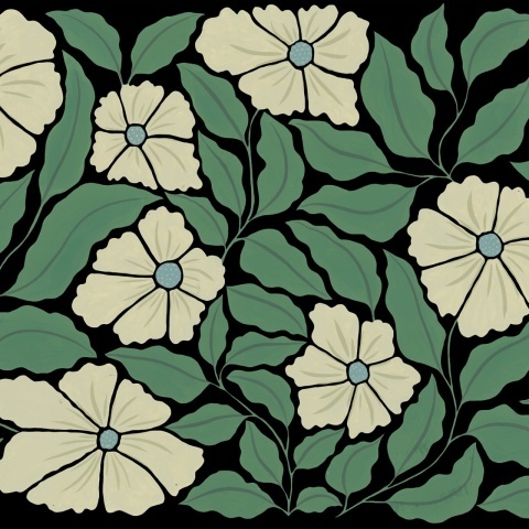 Fototapet, Bold Abstract Flower, Black, Rebel Walls - Img 2