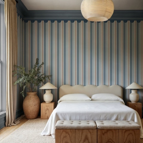 Fototapet, Border Stripe, Blue, Rebel Walls