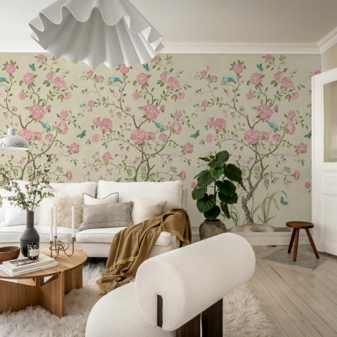 Fototapet, Chinoiserie Botanica, Pink, Rebel Walls - Img 3