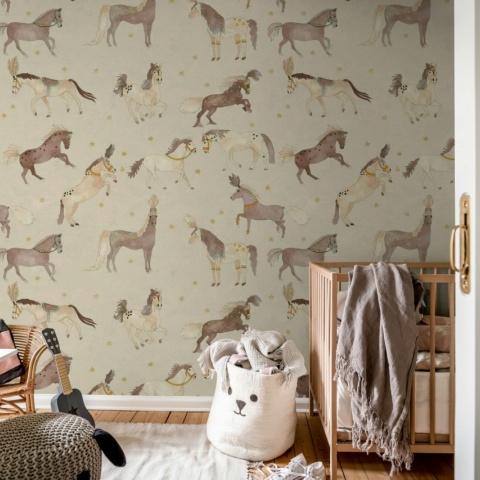 Fototapet, Circus Horses, Beige, Rebel Walls