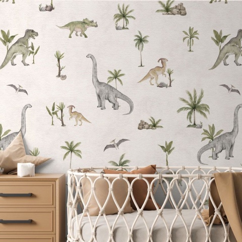 Fototapet Dashing Dinos - White, Kikki Belle - Img 5