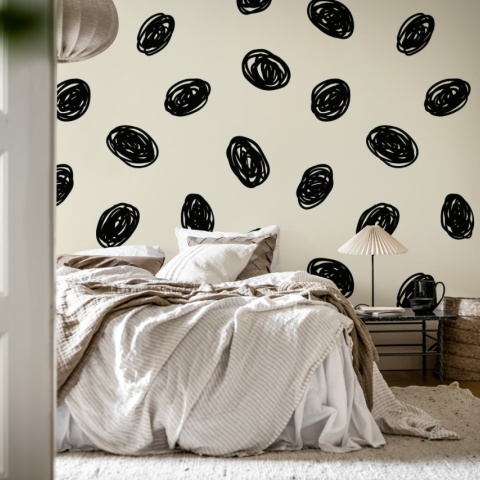 Fototapet, Doodle Dots, Black, Rebel Walls - Img 3