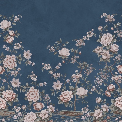 Fototapet, Floral Chinoiserie, Dark Blue, Rebel Walls - Img 2