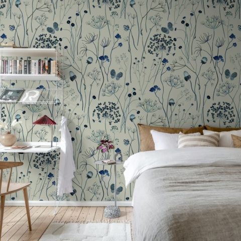 Fototapet, Flower Garden, Blue, Rebel Walls