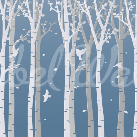 Fototapet, Forest Birds, Blue, Rebel Walls - Img 2