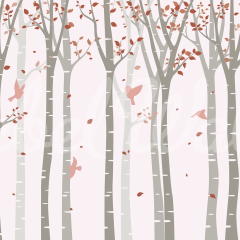 Fototapet, Forest Birds, Pink, Rebel Walls - Img 2