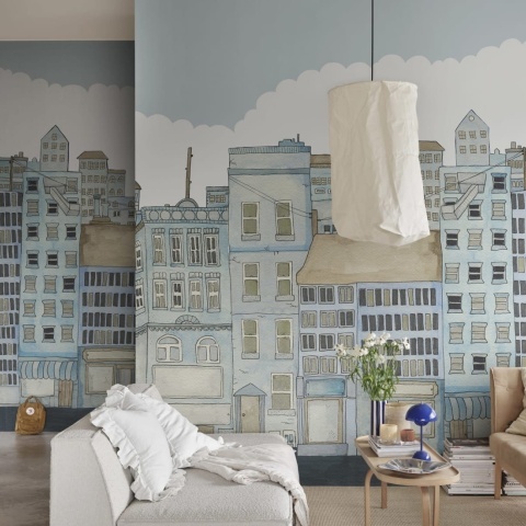 Fototapet, Funny Houses, Light Blue, Rebel Walls