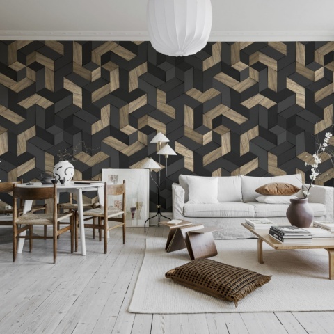 Fototapet, Geometric Wood, Rebel Walls - Img 4