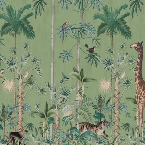 Fototapet, Giraffe's Stroll, Emerald, Rebel Walls - Img 5