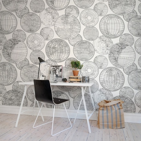 Fototapet, Globes Gathering, Black and White, Rebel Walls - Img 3