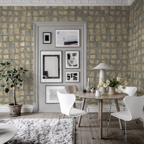 Fototapet, Gold Leaves, Gold, Rebel Walls - Img 7