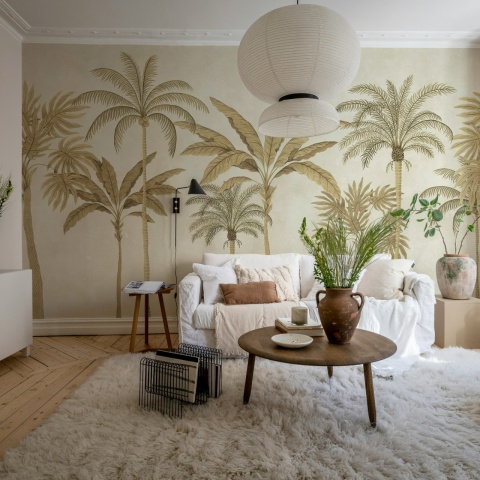 Fototapet, Golden Palms, Beige, Rebel Walls