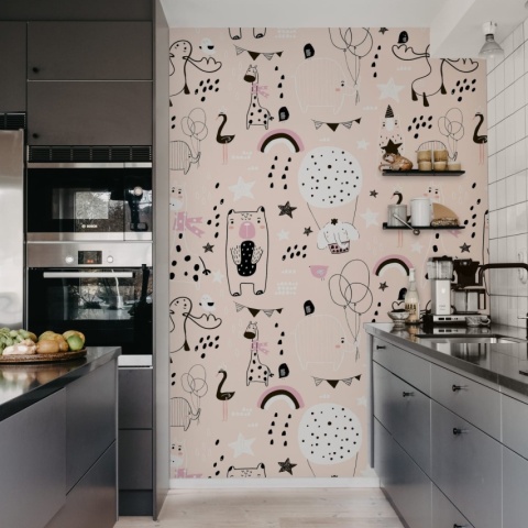Fototapet, Happy Animals, Pink, Rebel Walls - Img 3