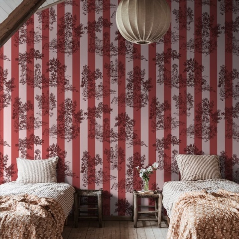 Fototapet, Happy Toile, Raspberry, Rebel Walls
