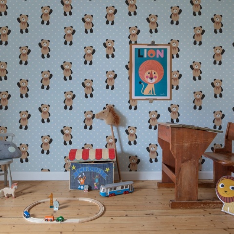 Fototapet, Hello Bear, Baby Blue, Rebel Walls - Img 6