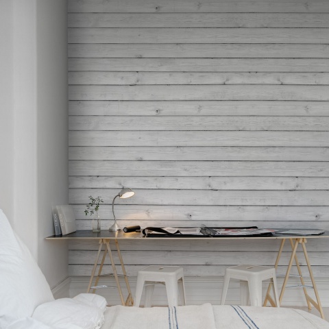 Fototapet, Horizontal Boards, White, Rebel Walls - Img 7
